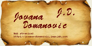 Jovana Domanović vizit kartica